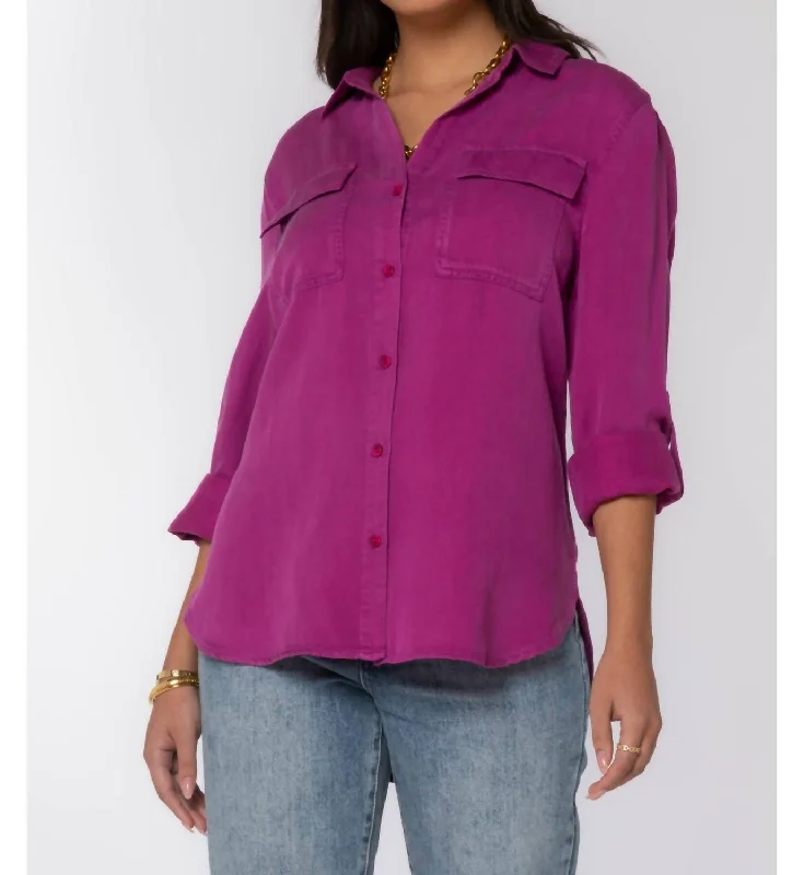 Talma Button Up Shirt In Berry