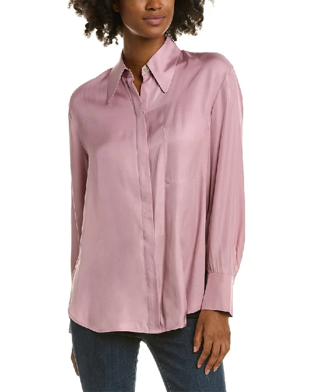 Vince Relaxed Button-Down Silk-Blend Shirt