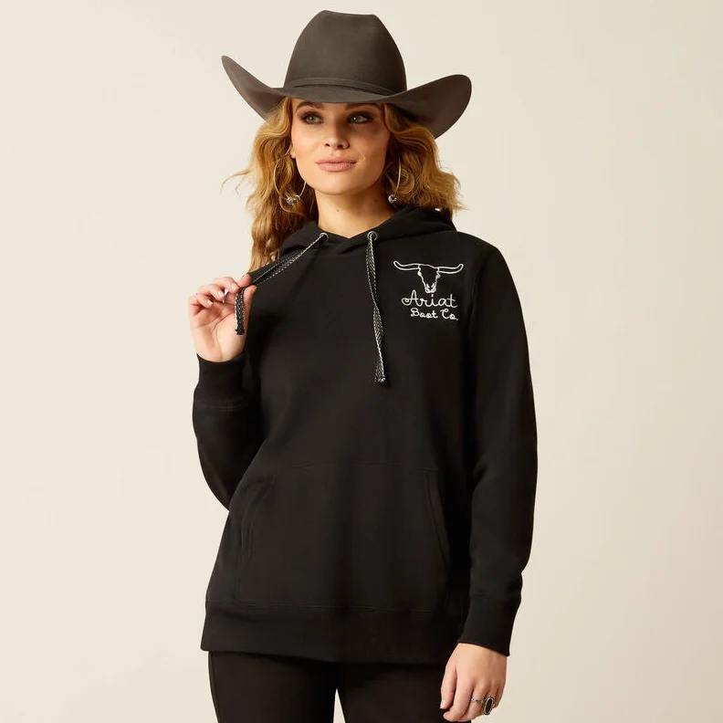 Ariat Women's Black Steer Stitch Long Sleeve Hoodie 10051999