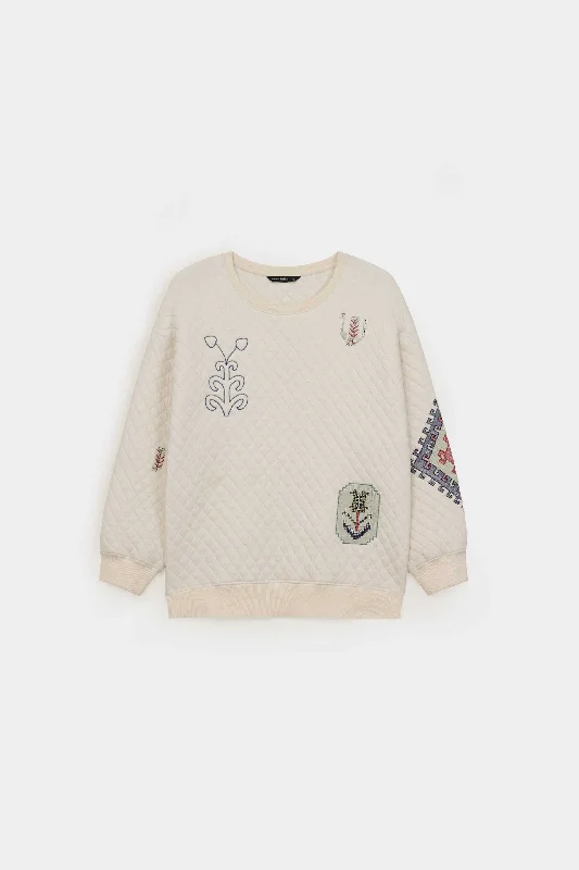 Quilted Embroidered Sweatshirt