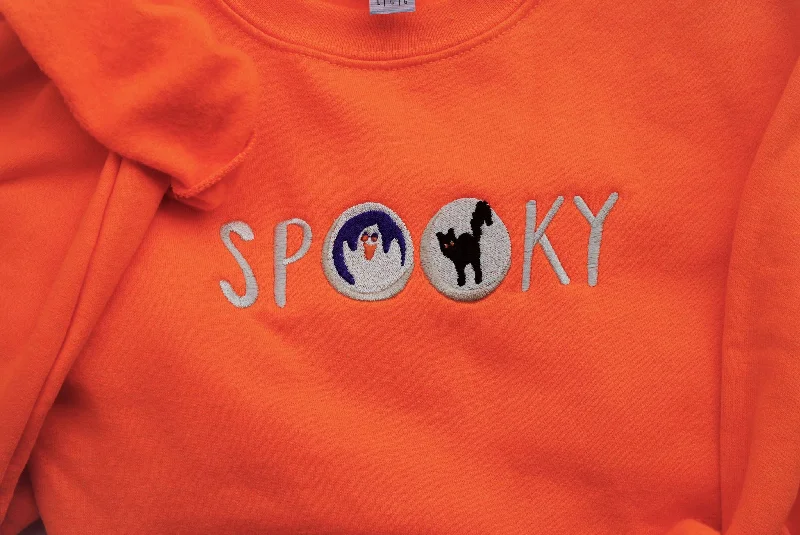 Halloween Spooky Cookies Embroidered Sweatshirt - Orange