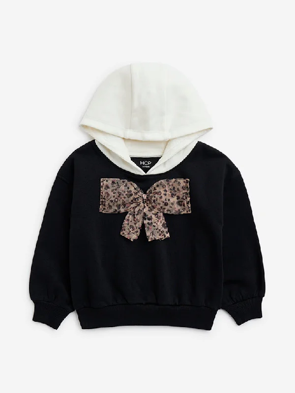 HOP Kids Black Bow-Detailed Sweatshirt