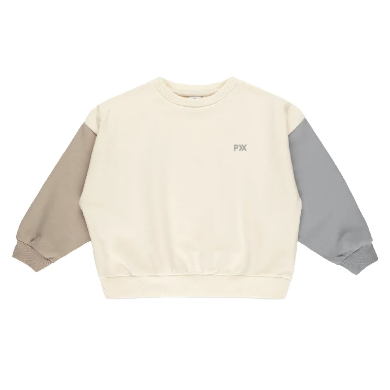 Relaxed Sweatshirt - Color Block - Natural