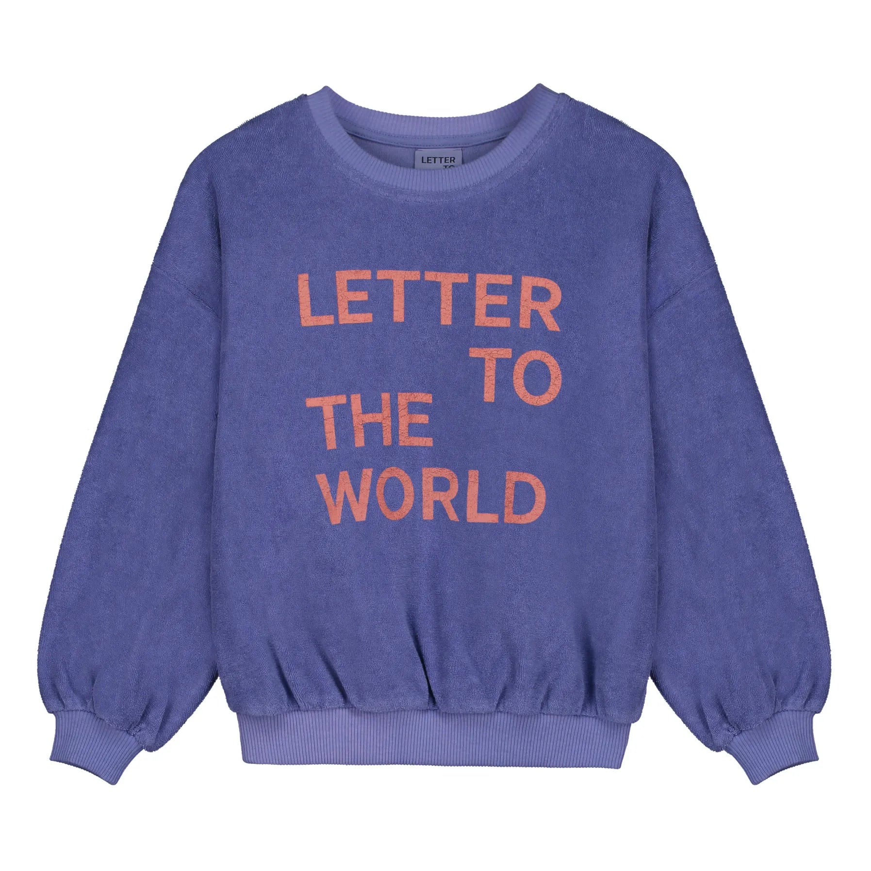 LETTER TO THE WORLD PURPLE TERRY WORDED SWEATSHIRT [FINAL SALE]