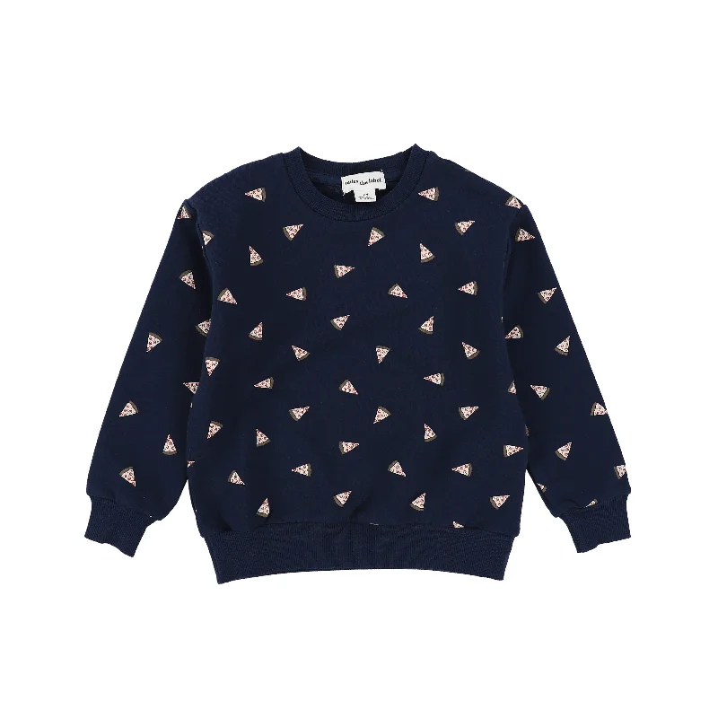 MILES THE LABEL NAVY PIZZA PRINT SWEATSHIRT [Final Sale]