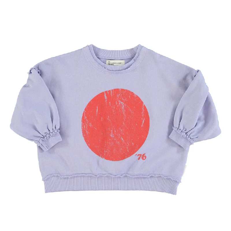 PIUPIUCHICK LAVENDER PUFF SLEEVE CIRCLE PATCH SWEATSHIRT [FINAL SALE]