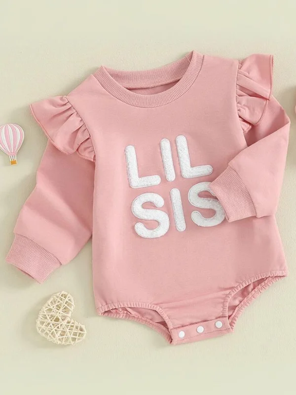 Lil Sis Pink Ruffle Sweatshirts