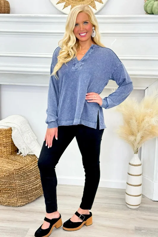 Denim Blue Mineral Washed Sweatshirt