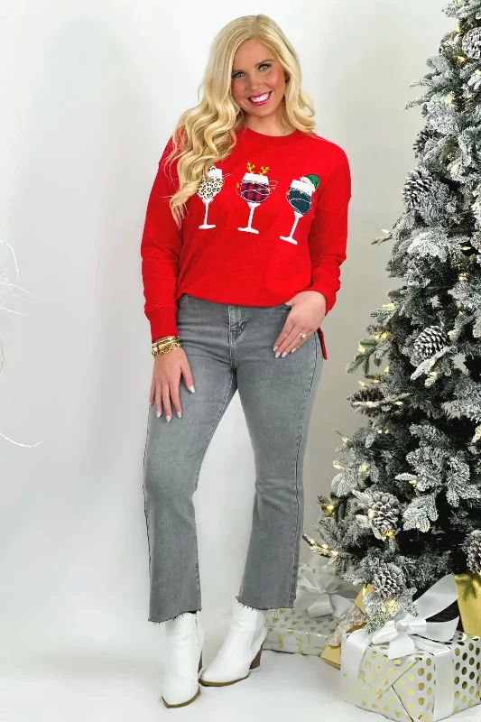 Red Holiday Party Long Sleeve Sweatshirt