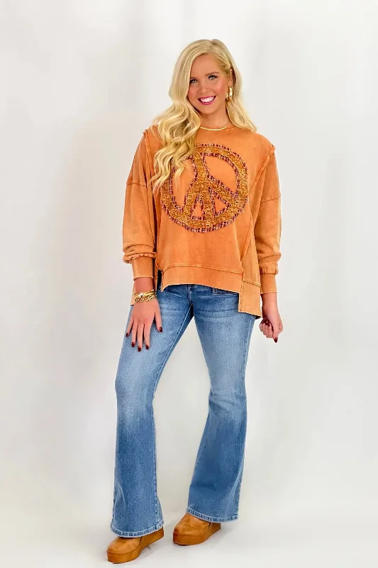 Persimmon Peace Sign Patch Sweatshirt