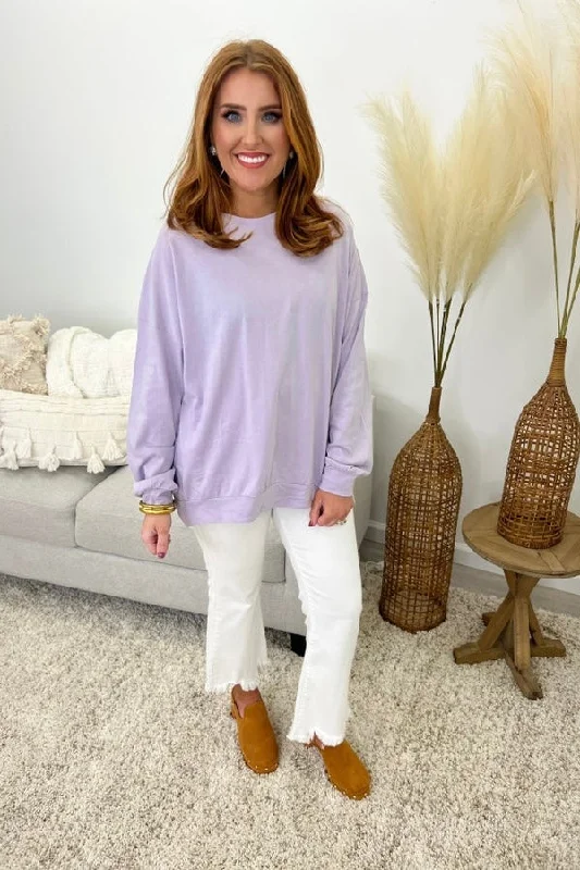 Lilac Cotton Long Sleeve Sweatshirt *Final Sale*