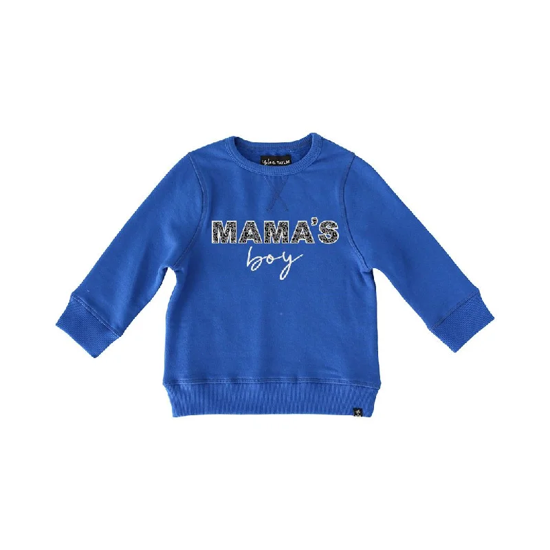 The Mama's Boy Sweatshirt - Cobalt + Leopard